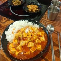 Mapo tofu (마파 두부) with rice at Haeolbin Deopbap - 하얼빈덮밥 in Seoul