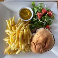 Vegan burger   at M&J Cafe  in Zanzibar