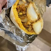 Vegan Breakfast burrito (vegan cheese, Morning Star chorizo, potatoes)   at DFW - Artisan Market - TD in Dallas