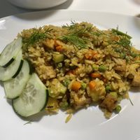 Fried rice with tofu and pineapple  at Nandala in Cuenca