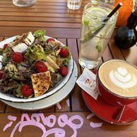 Decaf cappuccino with oat milk   at Café Zehnsiebzig in Vienna