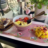 Pancakes and violet oatmeal - sweet and delicious!  at Ponykarussell in Vienna