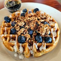 Lemon Blueberry waffle at ROOTED in Walnut Creek