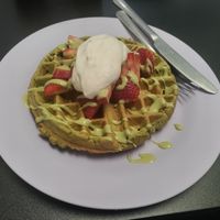 Matcha waffle at ROOTED in Walnut Creek