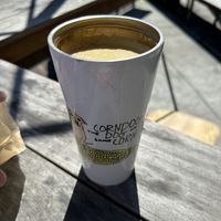 Golden latte in my own cup  at ROOTED in Walnut Creek