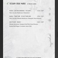 Vegan menu  at Barten  in El Gouna