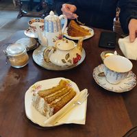 Tea and cake (no photo of the incredible roast cauliflower soup)    at Tea by the Lock in York