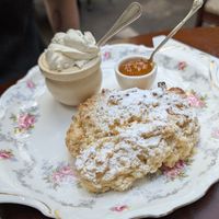 Scone with jam and cream at Tea by the Lock in York