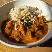 Pumpkin curry with chickpeas at Zuckergoscherl in Vienna