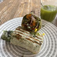 The wrap (also available as a salad).   at Hustle n' Flow in 