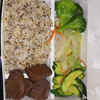 This is pepper steak bento box, taste very good.  I like it. at Real Vegan Chinese Restaurant in Markham