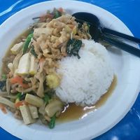 Rice with tofu and mushrooms at Lada Vegetarian Food - Veg Stall in Chiang Mai