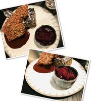 Vegan chocolate chia cake with plum sorbet   at Santos Mexican Grill & Bar - Wieden in Vienna