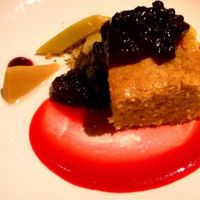 4th course: Citrus & Almond Cake.
Amazing flavor combinations in the orange/lime cake with zesty huckleberry and sour-tart rhubarb. So simple but it stole the show!

(Part of the amazing 'chef's table' 4-course meal which actually included 7 plate at Natural Selection in Portland