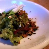 Extra: This amuse bouche included a curried quinoa mixture on a crispy beet chip with mustard blossoms on top. One single bite to wake up your senses to crave more.

(Part of the amazing 'chef's table' 4-course meal which actually included 7 plates at Natural Selection in Portland