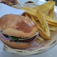 Falafel chickpea burger at Casa Xoxoctic in San Salvador