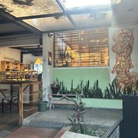 From the entrance the coffee and pastry counter  at Casa Xoxoctic in San Salvador