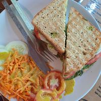Vegan sandwich at Dreamer's Cafe in Auroville