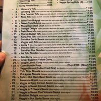Vegan menu  at Crystal Jade in Omaha