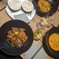Red seitan curry & tofu aubergine ragout at Market in Vienna