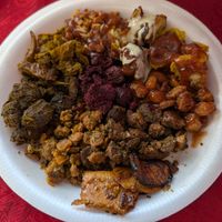 Sampler of soya prepared in a variety of ways at Kam's Veggi Delight in Felicity