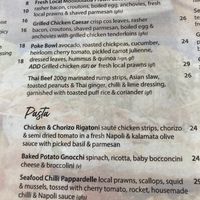 Menu at The Surf Club in Mooloolaba