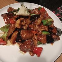 Di San Xian (eggplant, potatoes, paprika, with extra ordered tofu, and without the rice) such a delicious sauce!! 😋 at laolao in Vienna