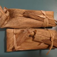 Tamalitos in banana leaves at Manik Bal in Merida