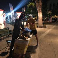 The stand, 2 thumbs up!  at Manik Bal in Merida