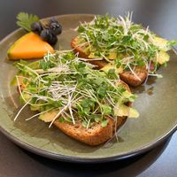 Avocado toast on V, GF housemade bread.   at Ants on a Log Cafe in Corvallis