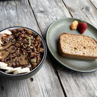 acai bowl and dry toastt  at Ants on a Log Cafe in Corvallis