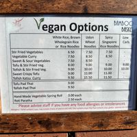 Vegan menu  at Bamboo Basket in Epsom