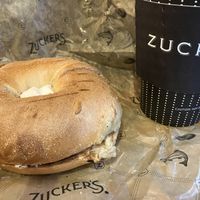 Plain bagel with plain tofu cream cheese  at Zucker's Bagels in New York City