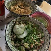 סלט טאבולה, צ’יפס מחציל  at Tabule Rasa in Corfu