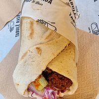 Falafel wrap with red cabbage and tomato at Tabule Rasa in Corfu