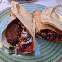 The spicy falafel wrap (we already started eating it) at Tabule Rasa in Corfu