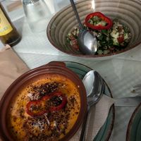 Spicy baked feta and tabouleh salad at Tabule Rasa in Corfu