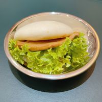 Braised pork lotus bun set (ingredients include  shroom, vege) at Grove Cafe 素林 - Northshore Plaza I in Northeast Singapore