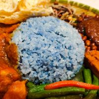Super fragrant blue pea coconut milk rice at Grove Cafe 素林 - Northshore Plaza I in Northeast Singapore