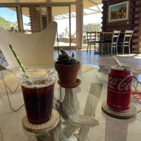 Iced black coffee   at Food for Thought Cafe in Joshua Tree