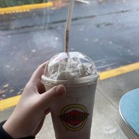 vegan strawberry shake with coconut whip cream  at Fatburger in Redmond