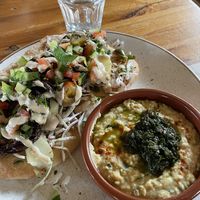 Hummus and flat bread at Undercrag Studio & Café in Torver