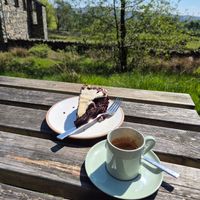 Outdoors coffee and cake at Undercrag Studio & Café in Torver