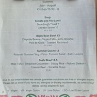 Seasonal menu at Undercrag Studio & Café in Torver