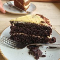 Chocolate Guinness cake at Undercrag Studio & Café in Torver