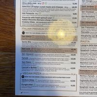 Vegan Pizza. Green symbol = vegetarian   at Tutti Santi in Warsaw