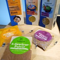 various organic herb and spice mixes at Sonnentor in Vienna