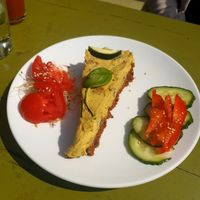 Vegan quiche lorraine at Alchemist Garden in Amsterdam