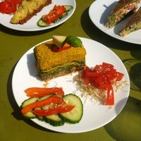 Vegan lasagna at Alchemist Garden in Amsterdam