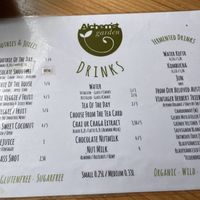 Menue   at Alchemist Garden in Amsterdam